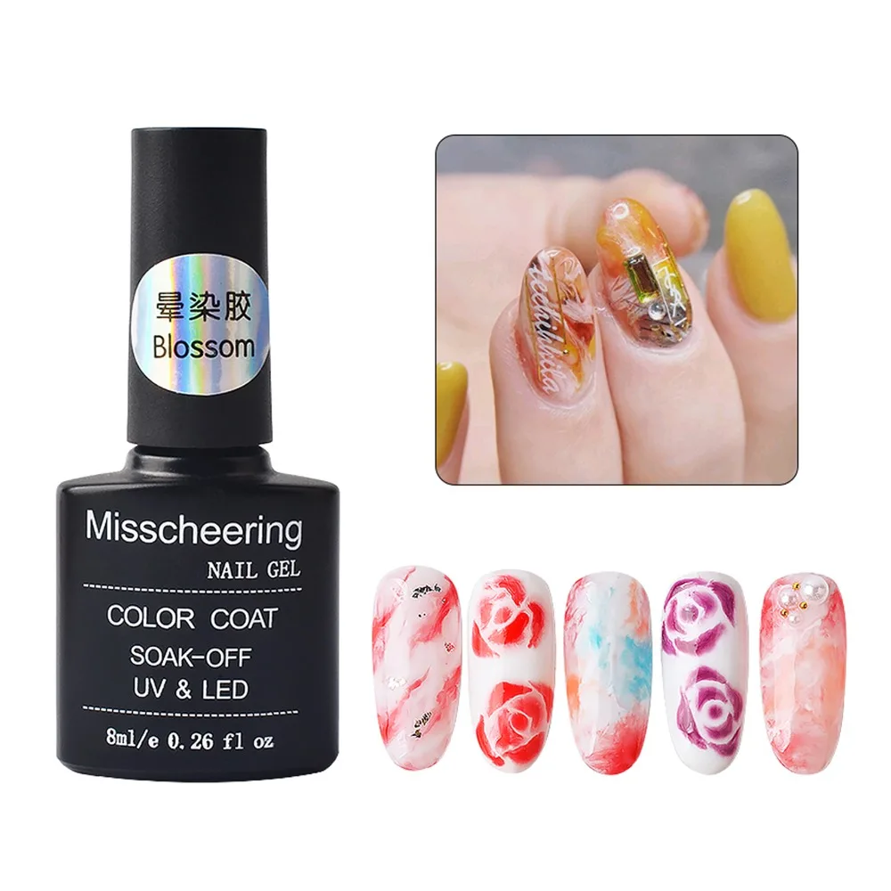 

8ml Watercolor Paint Nail Art Blooming Liquid Smoke Marble Effect plant glue DIY Ink Smudge Bubble Armor Lacquer