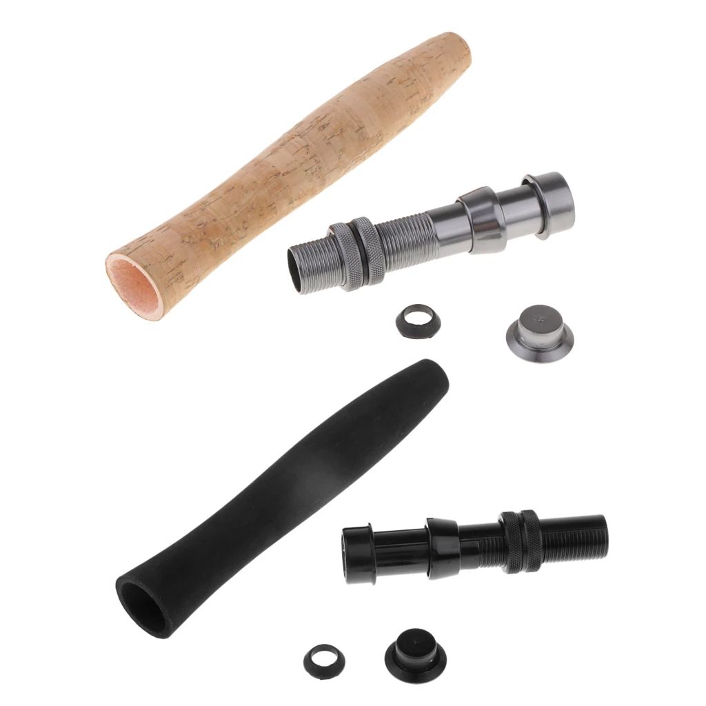 2 Sets Long EVA Foam/Cork Fishing Rod Handle Grip with Reel Seat for Fly Rods