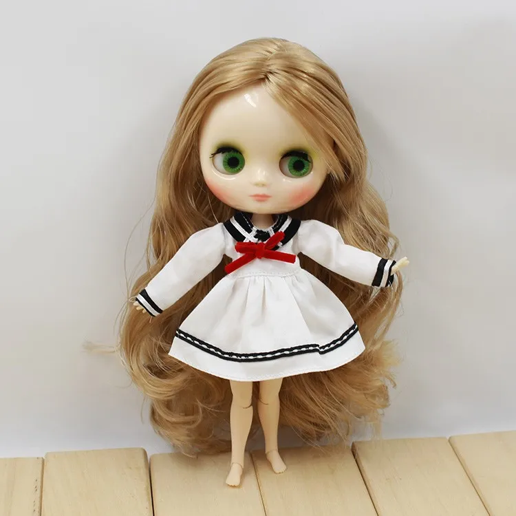 Одежда для кукла Middle blyth 1 шт. платье Sailore style - Цвет: Белый