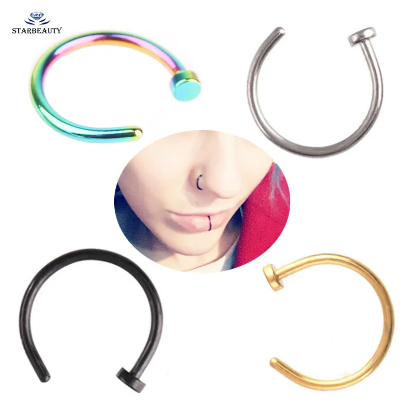 

2 pcs/lot 18G C Clip Fake Nose Ring Silver Fake Piercing Helix Piercing Labret Lip Piercing Tragus Fake Earrings Cuff Jewelry