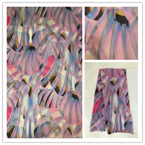 140 см Thin100% чистый натуральный шелк, шифон тутового дерева цифровая печать синий Текстиль Ткань сшить женское платье ткань для шарфа DSF15