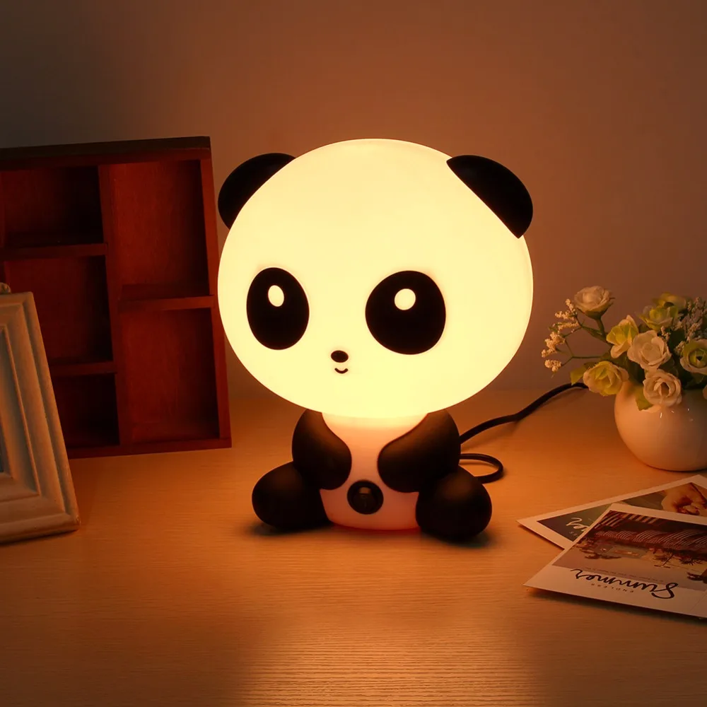 

220V ABS Plastic Cute Cartoon LED Night Light Rabbit/ Panda Pokemon Baby Kids Bedroom Table Desk Home Luminaria Lighting Lamp