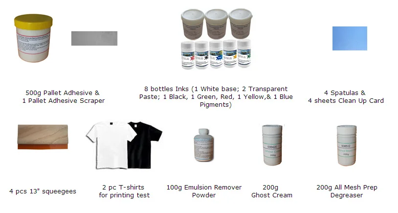 4 цвета 2 станция футболка шелкография пресс комплект копировальная установка& материал& Чернила Поставка полный набор diy пакет