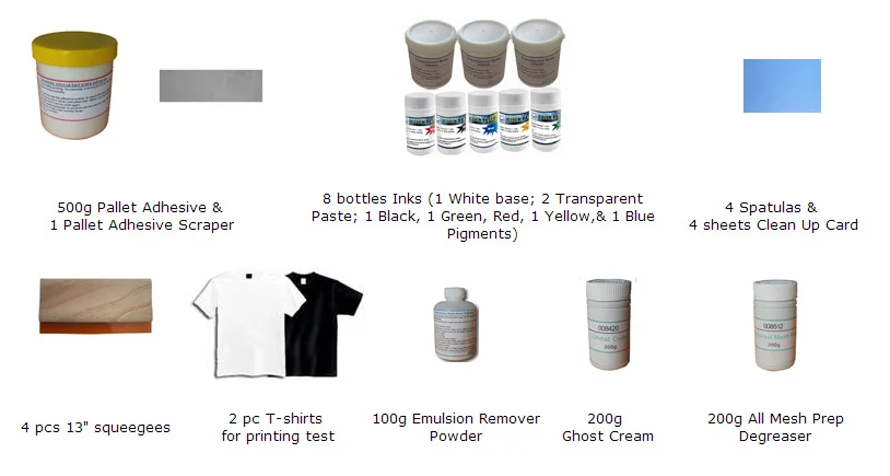 4 цвета 2 станции футболка шелкография пресс комплект экспозиции блок и материал и Чернила Поставка полный набор diy посылка