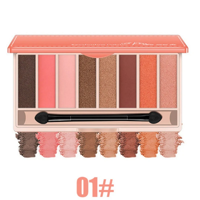 

8 Color Silky Eyeshadow Palette Wet & Dry Powder Eyeshadow With Brush Makeup Shimmer Matte Smooth Eye Shadow