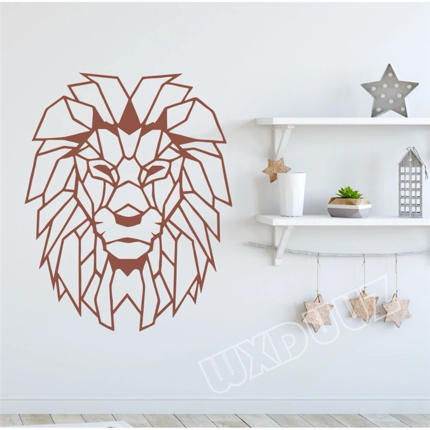 Geometric design animal lion head Art Decor Home Decor Removable Vinyl Nursery Kids Room Cartoon Wall Decals Wall Sticker A166