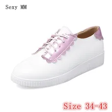 Женские лоферы на плоской подошве; дышащая женская обувь; повседневная обувь для катания на коньках; обувь на плоской платформе; большие размеры 34-40, 41, 42, 43