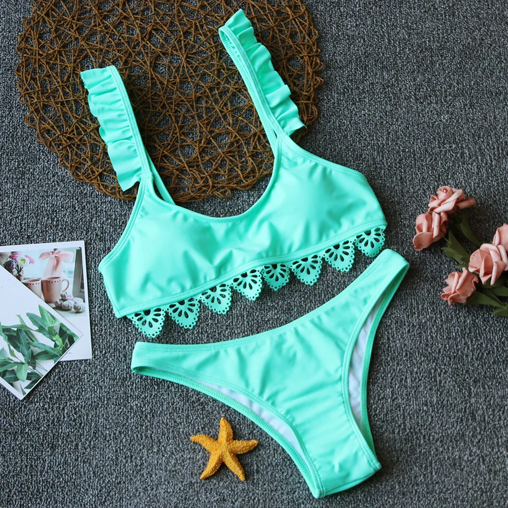 2019 New Sexy Bikini Swimwear Women Push Up Swimsuit Halter Top Bikini Set Ruffle Bathing Suit Beach Wear Print Biquini 2019 New Sexy Bikini Swimwear Women Push Up Swimsuit Halter Top Bikini Set Ruffle Bathing Suit Beach Wear Print Biquini