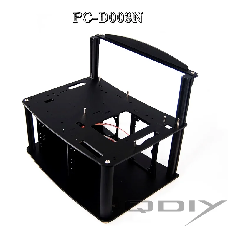 QDIY PC-D003N PMMA голые охлаждения Персонализированные Акриловые ПК компьютерные корпуса компьютерное шасси - Цвет: Black