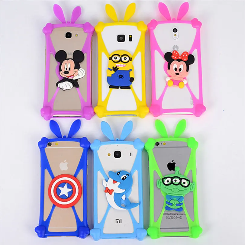 

Universal Anti-Shock Silicone Phone Bag Case Cartoon Cover for All Mobile Phone 3.7 ~ 6.0 inch