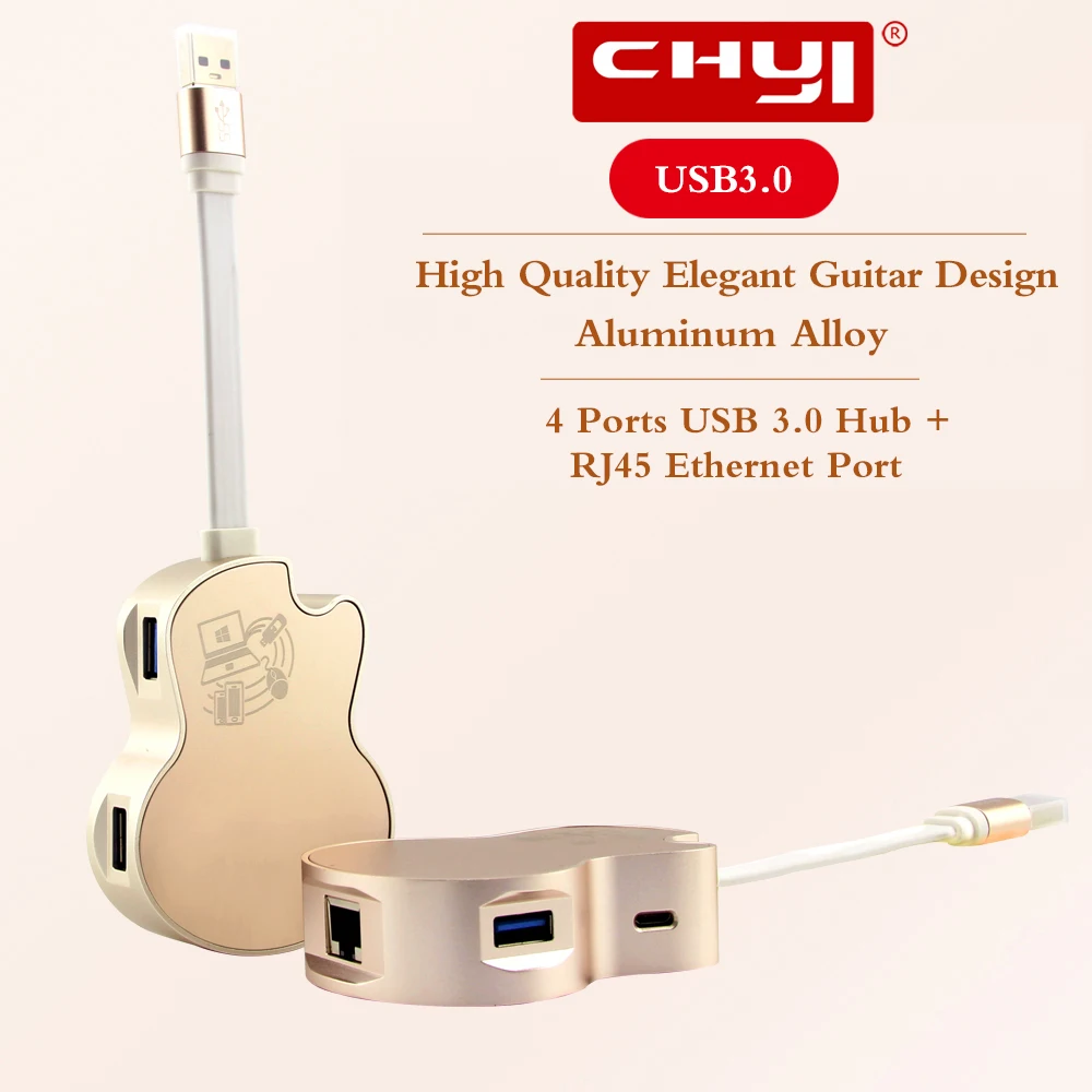 Chyi 5 в 1 USB 3.0 концентратор Многофункциональный сетевой адаптер RJ45 Ethernet 3 Порты и разъёмы Гитары маршрутизатор концентратора + micro USB Мощность