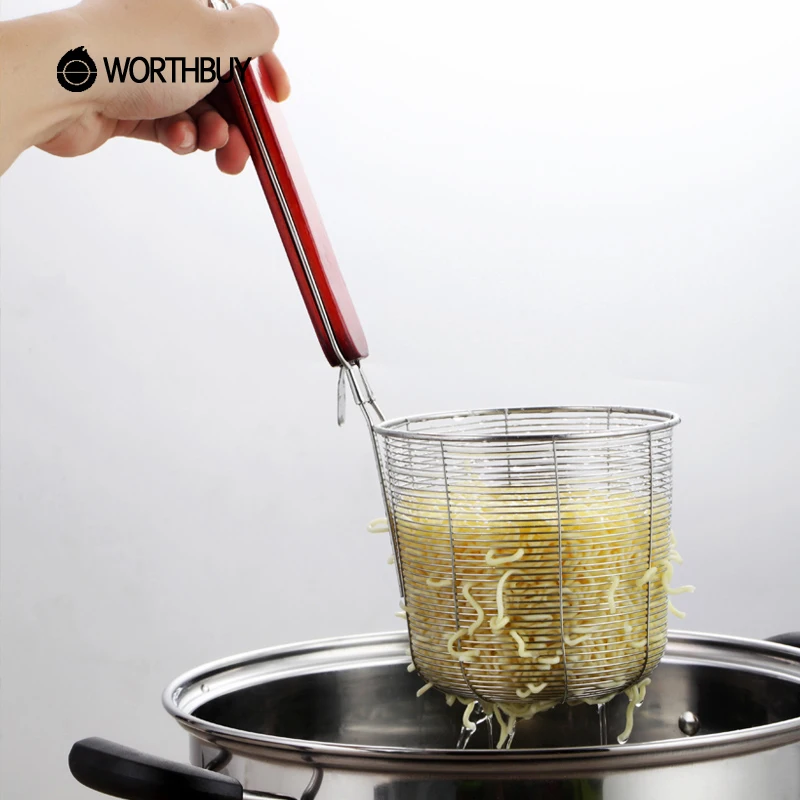 WORTHBUY 2 Pcs/Set Stainless Steel Sieve Noodle Food Vegetable Colander