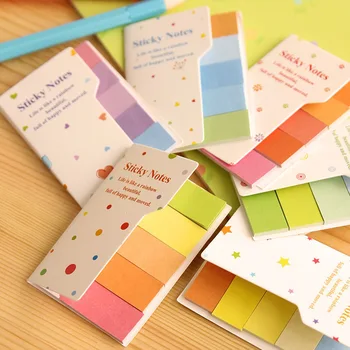 

50 sets/1 lot Creative colours of the rainbow Memo Pad Sticky Notes Escolar Papelaria School Supply Bookmark Notepad Label