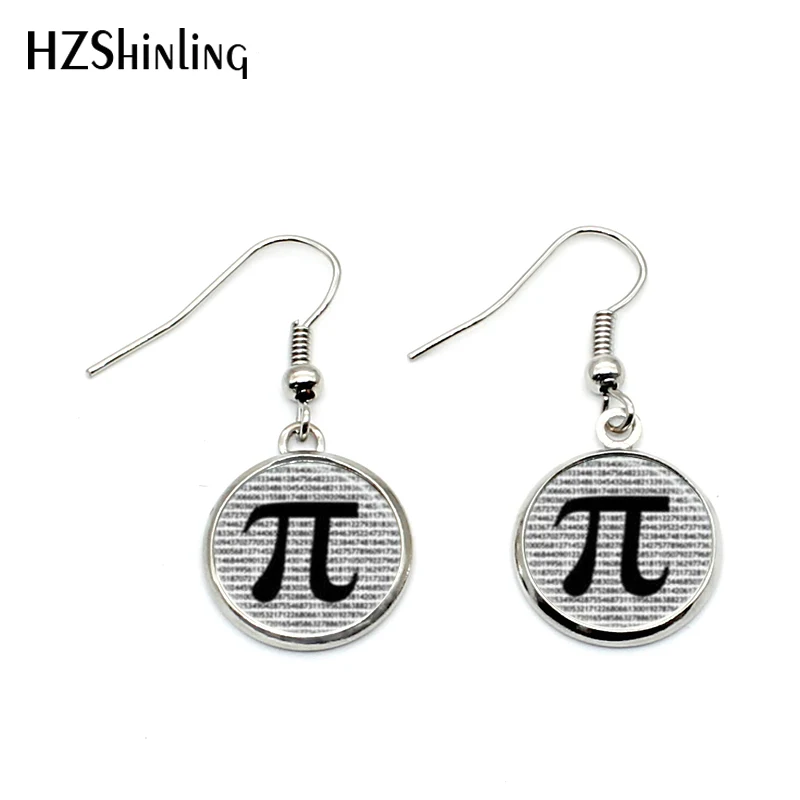 

NHE-003 PI Earrings Math Jewelry Gifts Teachers Science Mathematics Symbol Black and White Art Earring
