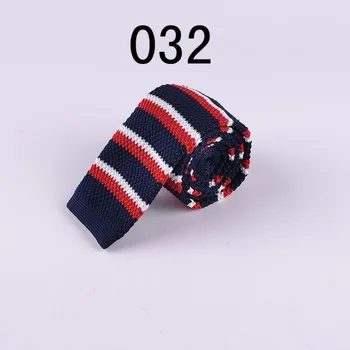 

Lingyao HOT Sale knitting tie high quality woven Knitted necktie black red with white stripes