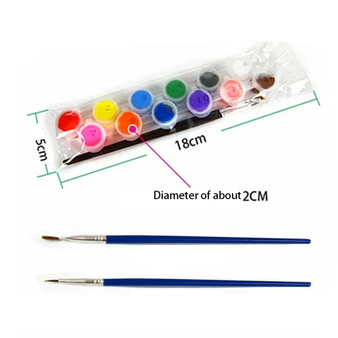 

2018 New 12 Colors With 2 Paint Blue Brushes Per Set Acrylic Paints For Oil Painting Nail Art Clothes Art Digital Random Color