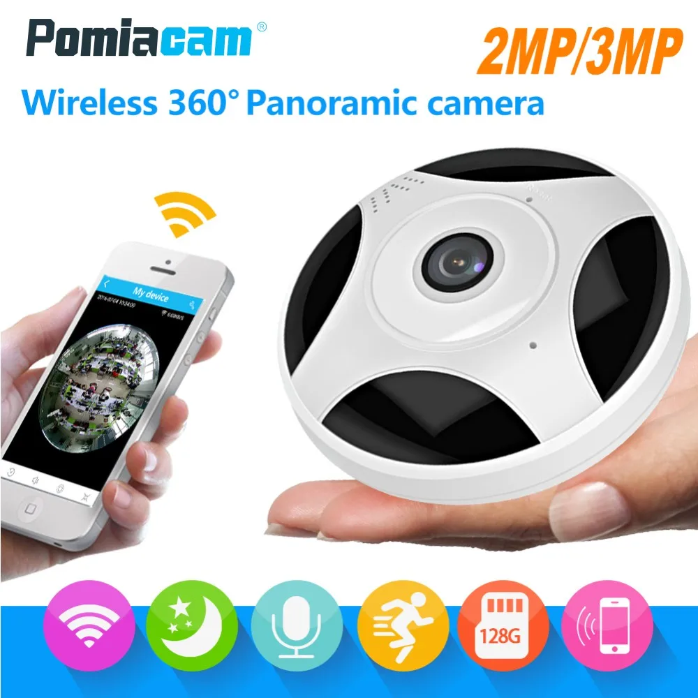 HD 3MP/1080P панорамная VR IP камера 360 градусов рыбий глаз широкоугольная wi fi