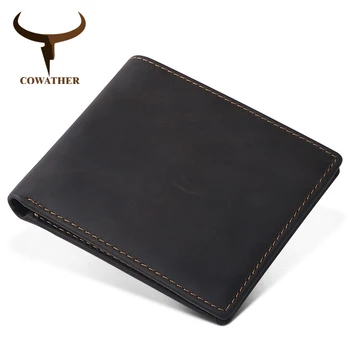 

COWATHER 2019 high quality leather short wallets for men top cow genuine leather casual men wallet 5 color Q2016 free shipping