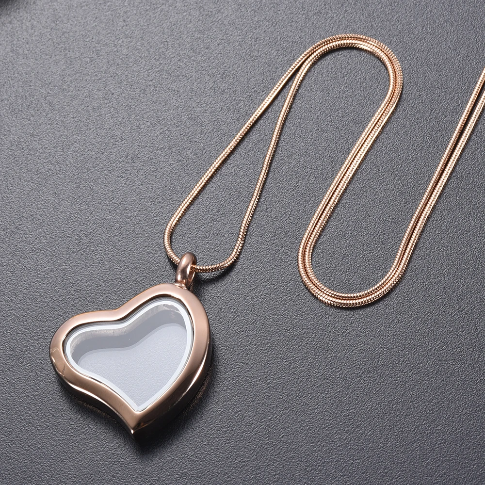 XWJ9966 Rose Gold, Gold, Black Stainless Steel Urn Ashes Pendant Glass