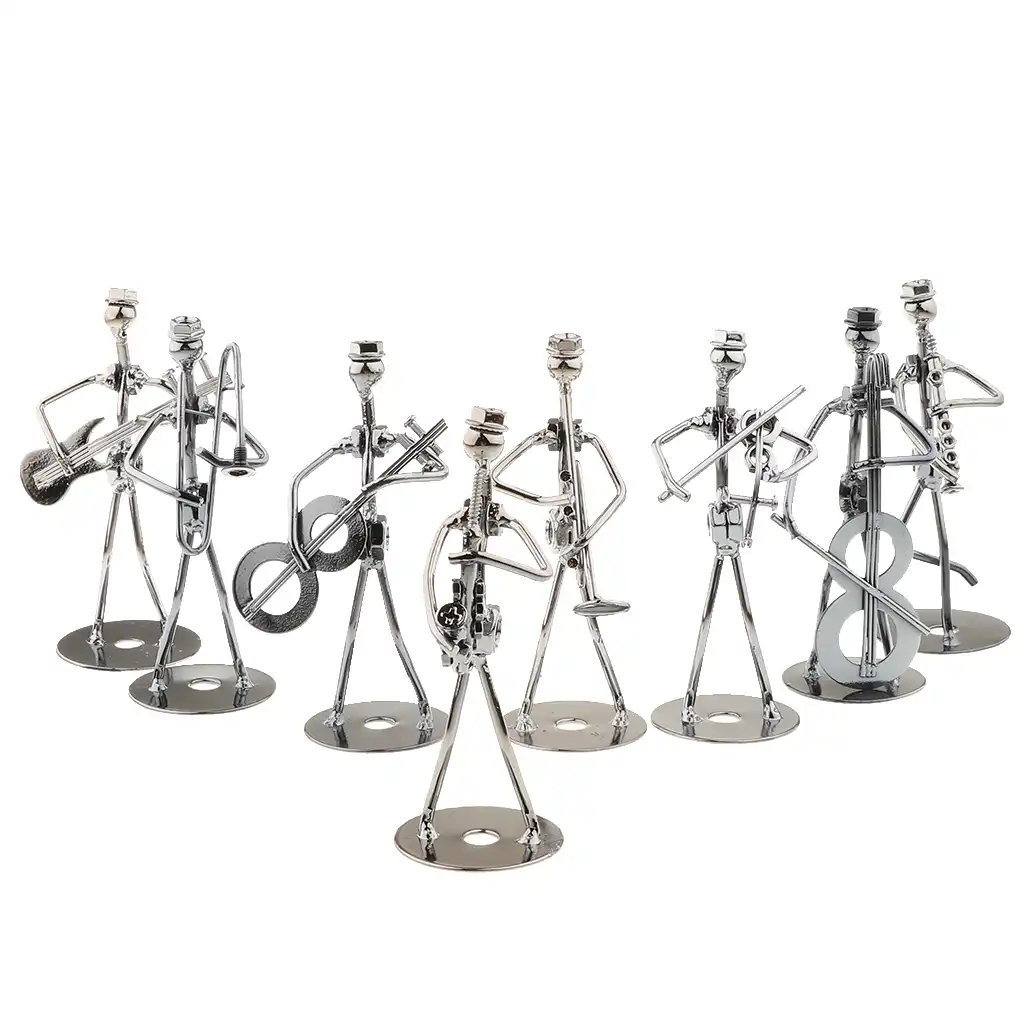 Set Of 8 Iron Bolts Art Nut Music Band Figurines Office Display Iron Bolts Art Nut Music Band Figurines