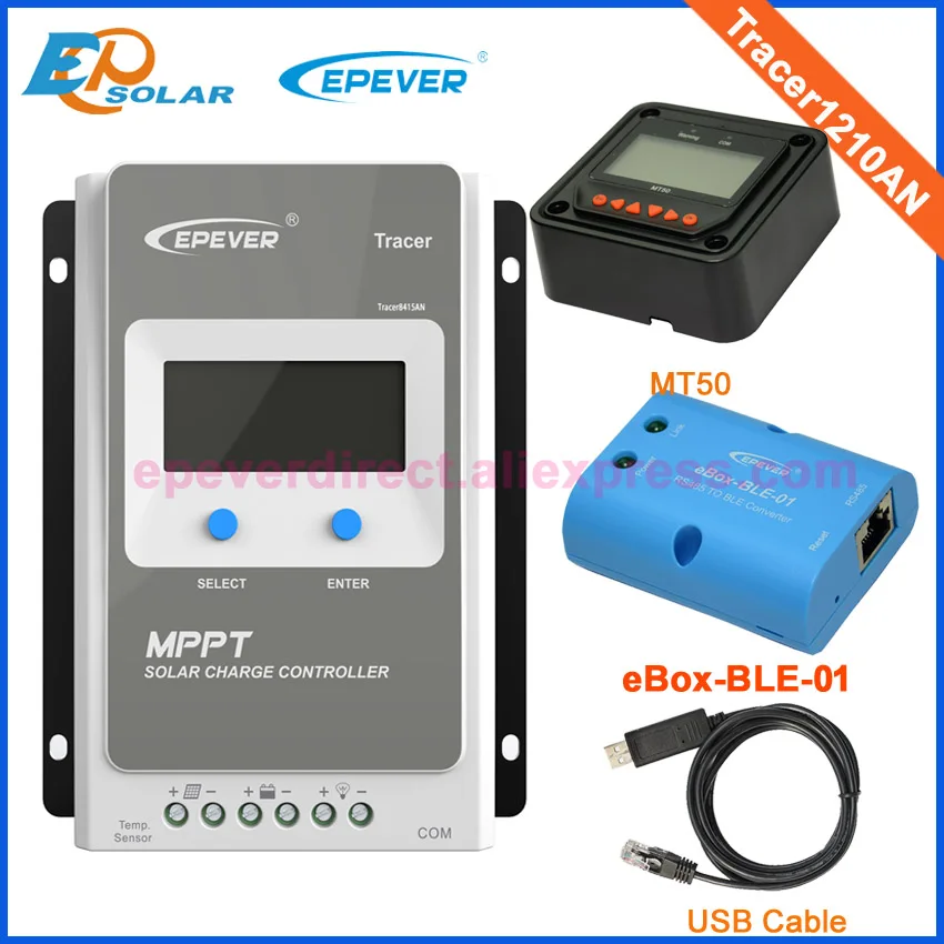 

mppt controller Tracer1210AN 10A 10amp with black MT50 remote meter USB+Bluetooth 12v/24v auto work