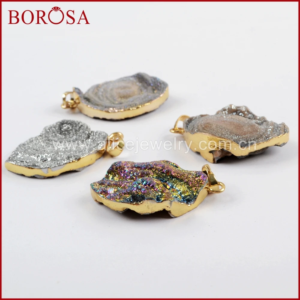 Набор ювелирных украшений BOROSA 10 шт. золотой цвет Marquise Радужный титановый Galaxy Druzy