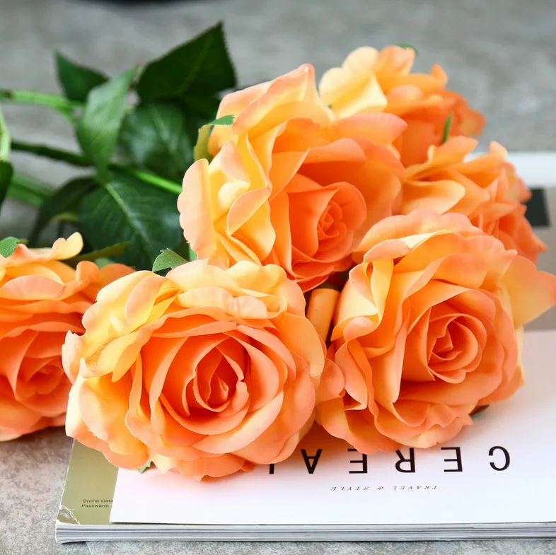 Свадебные принадлежности Настоящее прикосновение 12 см большая роза цветы искусственные розы цветы ветви украшения дома поддельные белые латексные цветы