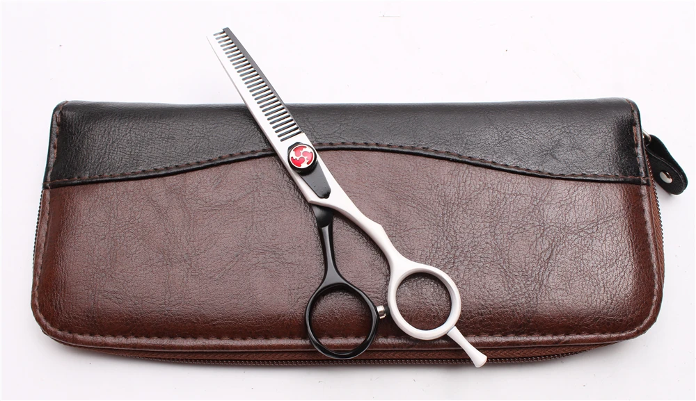 C1018 5,5 "Белые ножницы JP 440C индивидуальный логотип Профессиональная парикмахерская резка + истончение ножницы для салона Инструменты для