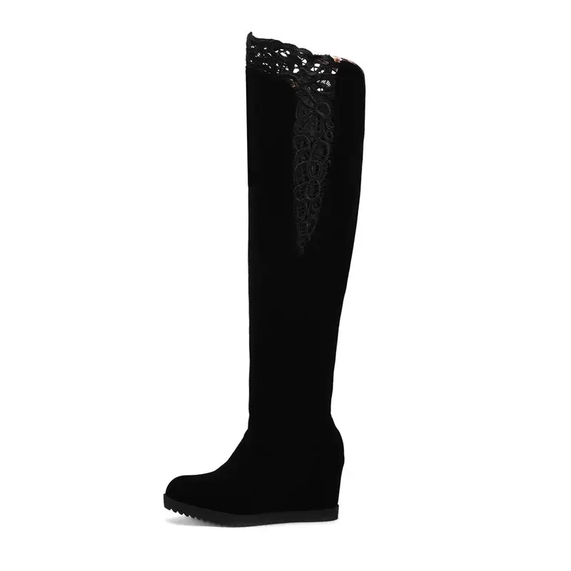 Zunehmende Hohe Mode Süße Knie Stiefel Winter Größe Große Neue Memunia 2018 Schwarzes Lesben 34 Höhe 43 xwnnUz6pq