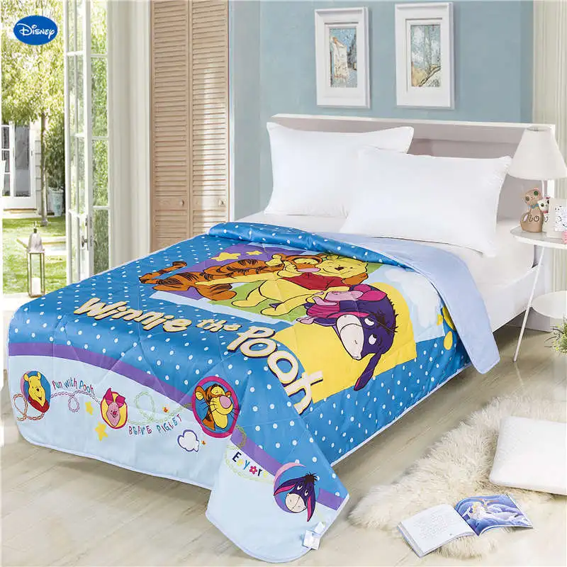

Disney Winnie the Pooh Quilt Summer Comforte Bedding Cotton Fabric Children's Boy Kids Bed Cover Coverlet Cartoon Blue Polka Dot