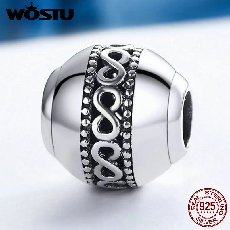 WOSTU Hot Sale 925 Sterling Silver Forever & Infinite Love Beads Fit Original WST Charm Bracelet DIY Jewelry Gift FIC175