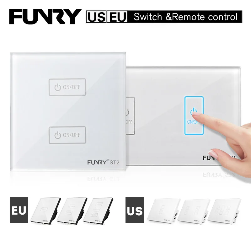 

Smart touch Wall Switch US/EU Standard 1 2 3 Gang Remote Control Switch,On-off light Smart Home Lamp us110v-240v/eu170-220v