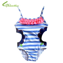 Девочки; Дети Купальник в полоску ванный Комплект Дети Один шт Купальники пляжное бикини для маленьких девочек летние Купальный костюм От 1 до 12 лет