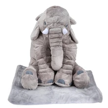 New arrival Soft PP Cotton Stuffed Cute Simulation Giant Elephant Pillow Plush Doll Toy with Blanket Birthday Christmas Gift
