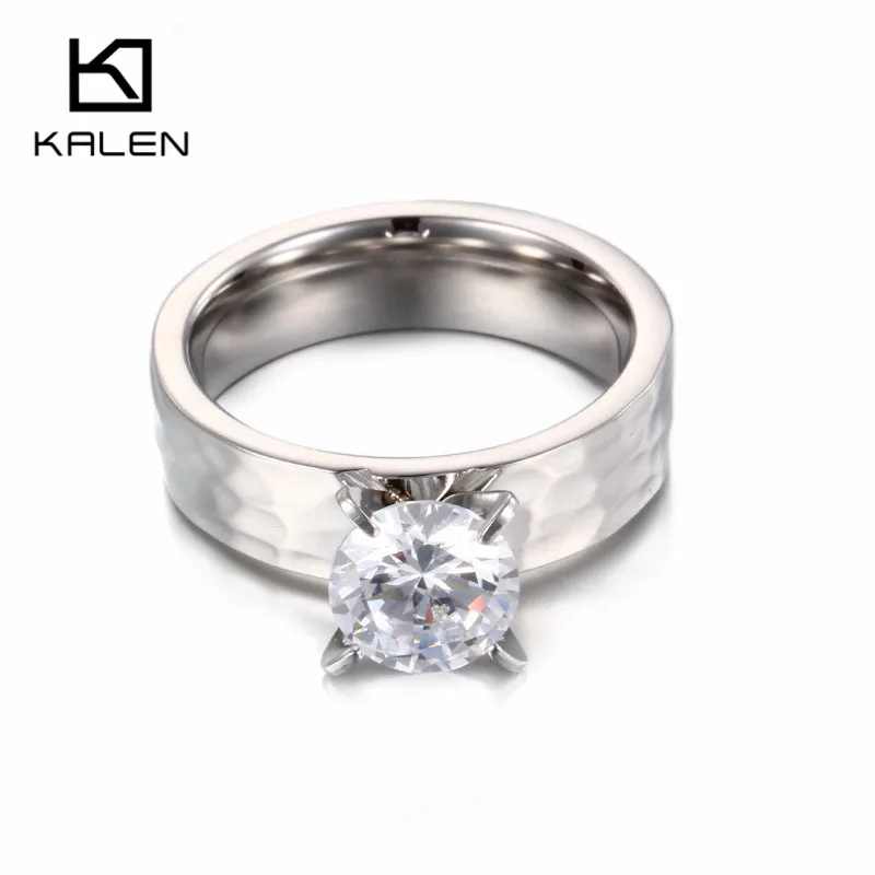 Kalen, новинка, золотые кольца для пар, для женщин, нержавеющая сталь и стразы, обручальное, обручальное кольцо, модные дешевые аксессуары для влюбленных - Цвет основного камня: KR35828-K