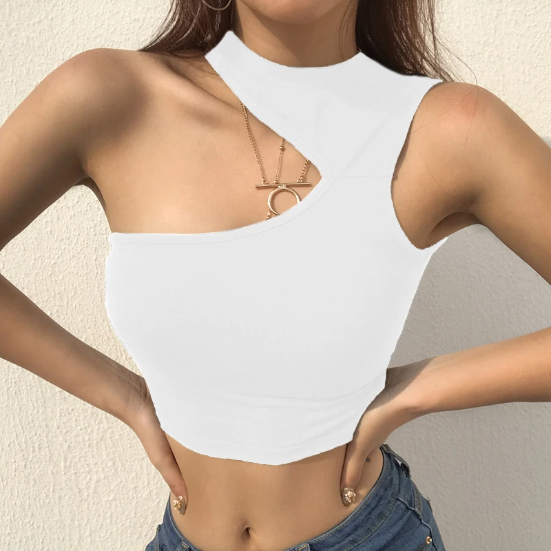 7Sweetown White Tank Top Women Black 2018 Hollow Out Front Summer Crop Tops Red Bralette Bustier Top Sleeveless Camisole Bralet