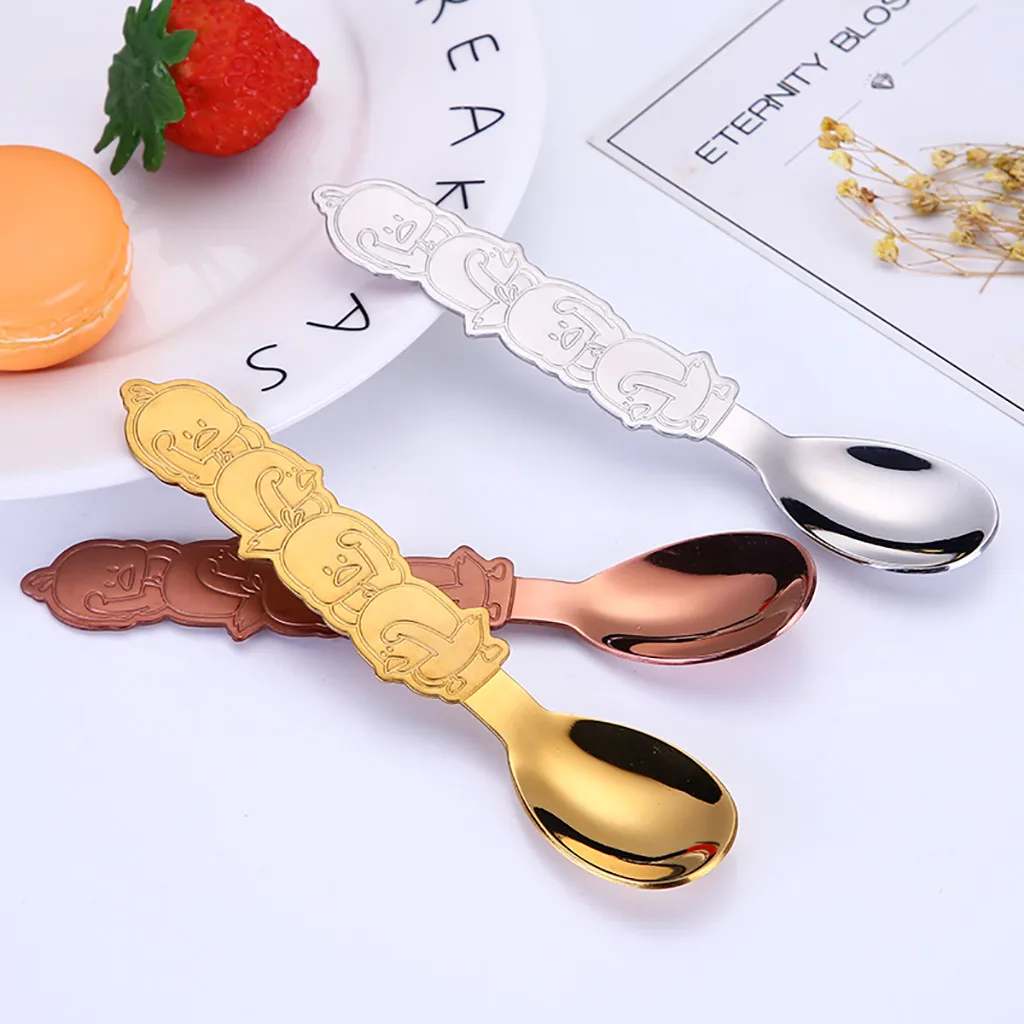 Coffee spoon Stainless Steel 14.3cm durable Environmental Duck Spoons Rainbow Coffee Tea Spoon Flatware Drinking Tools gift