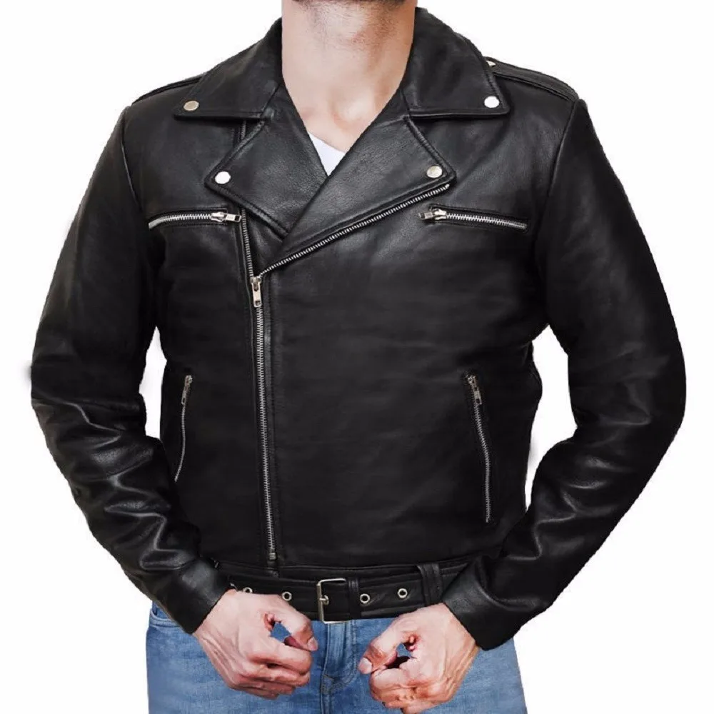 jaqueta de couro masculina negan