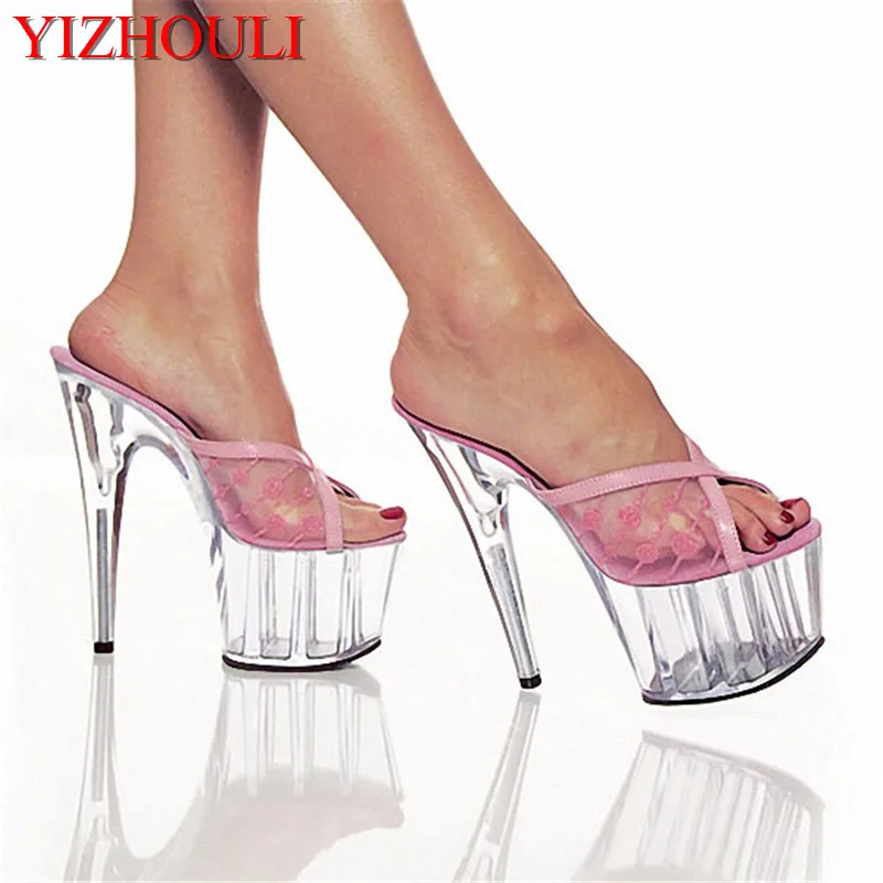 

Fabric is 15 cm high with shoes, peep-toe stilettos interest performance evening stage show is Dance Shoes