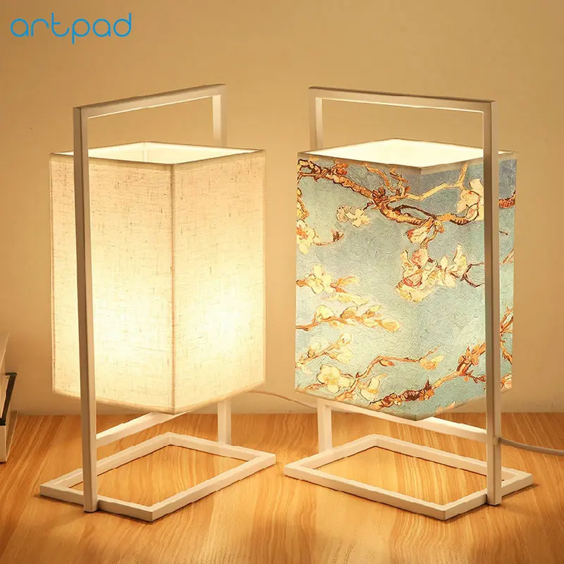 

Artpad Chinese Traditional LED Desktop Lamp Fabric Sconces AC110V-220V E27 Nordic Style Decor Bedside Table Lamps for Bedroom