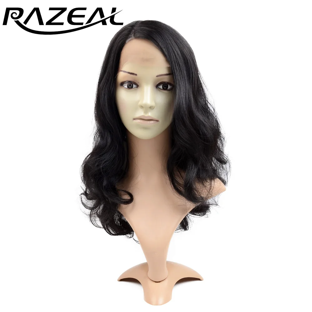 Razeal 20 дюймов длинные волнистые волосы жаропрочных синтетических Синтетические волосы на кружеве парики L естественной частью