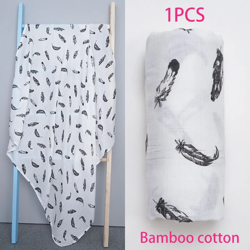 Новое цветное бамбуковое хлопковое детское одеяло для новорожденных, Набор детских кроватей с единорогом, аксессуары, Супермягкие пеленки для пеленания - Цвет: Feather
