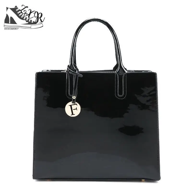 Black Red Patent Leather Tote Bag Handbags Women Famous Brands Ladies Lacquered Bag Chic Handbag ...