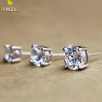 

Flyleaf 100% 925 Sterling Silver Cubic Zirconia Stud Earrings For Women Men High Quality Simple And Simple Jewelry