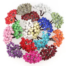 40 головок/Лот, искусственные маленькие ягоды, искусственные цветы, вишня, тычинки, свадебные, домашние, рождественские, декоративные, Двойные головки