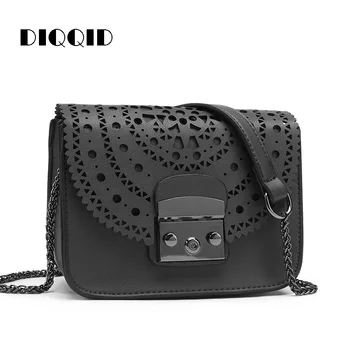 

DIQQID Women Small Handbags Hollow Out Leather Chain Crossbody Bags for Women 2018 Famous Brand Ladies Messenger Shoulder Bag