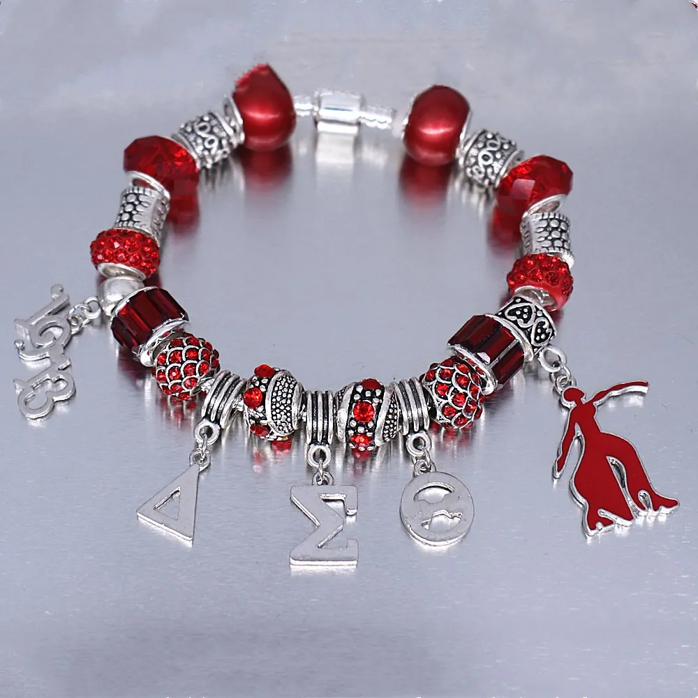 

Double Nose New Fashion Red Delta Sigma Theta Sorority Founder Lady 1913 Bracelets Greek Life Gift Jewelry For Women