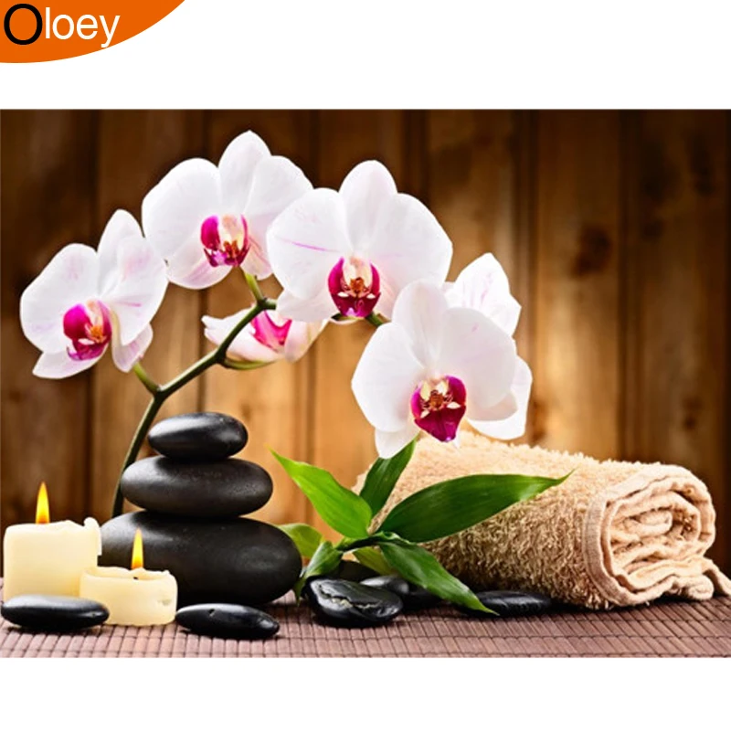 

DIY Diamond Embroidery Orchid Stone Round Pattern Rhinestone Sets Diamond Painting Cross Stitch Wall Decor Needlework