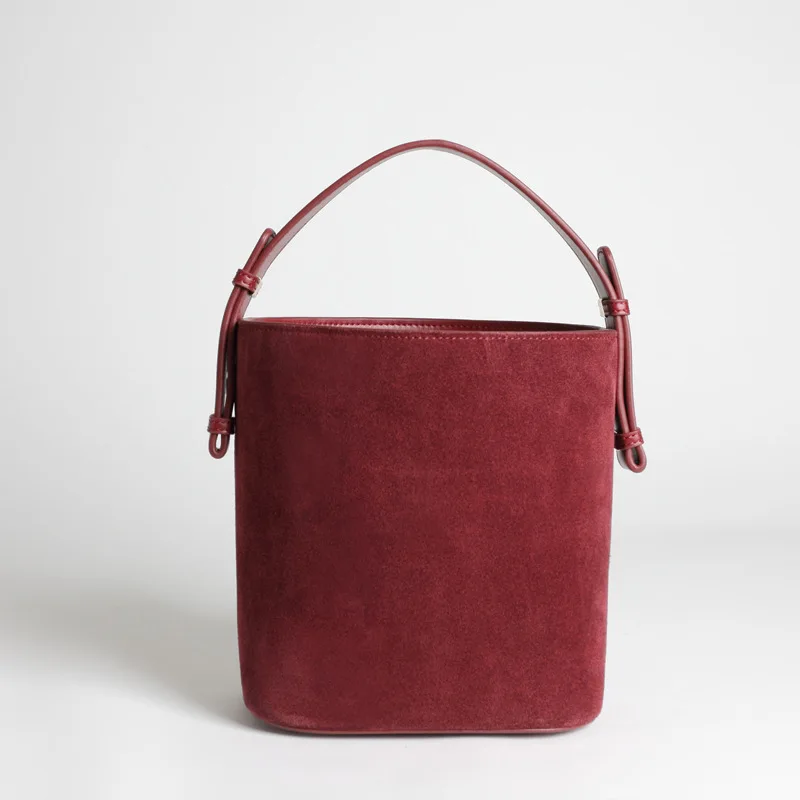 

Super seabob 2018 Autumn New PU Leather Drawstring Bucket Package Casual Solid Color Scrub Concise Crossbody Bag DA089