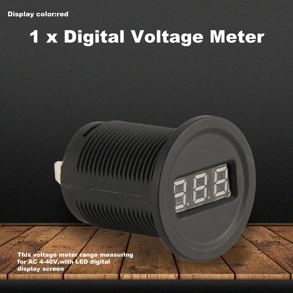 

4-40V Round LED Digital Display Panel Voltmeter Electric Voltage Meter Volt Tester for Auto Car Motorcycle Battery Cart